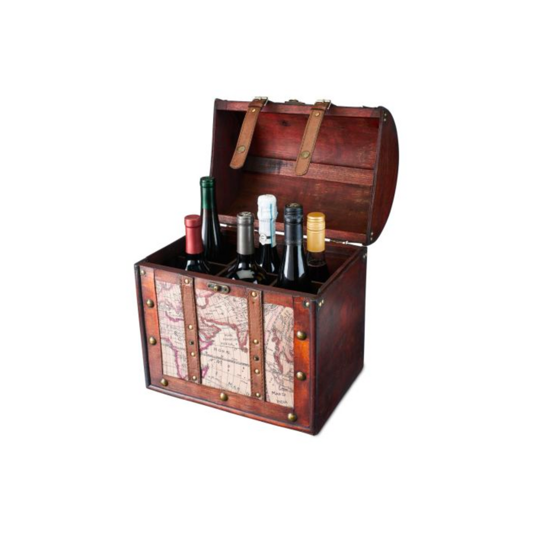 6 Bottle Old World Wooden Wine Box
