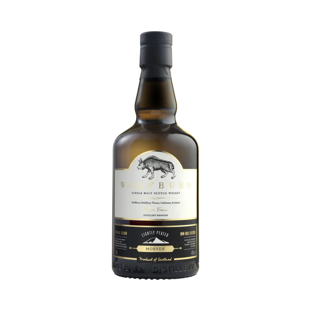 Wolfburn Distillery Morven Lightly Peated Single Malt Scotch Whisky (case of 6)